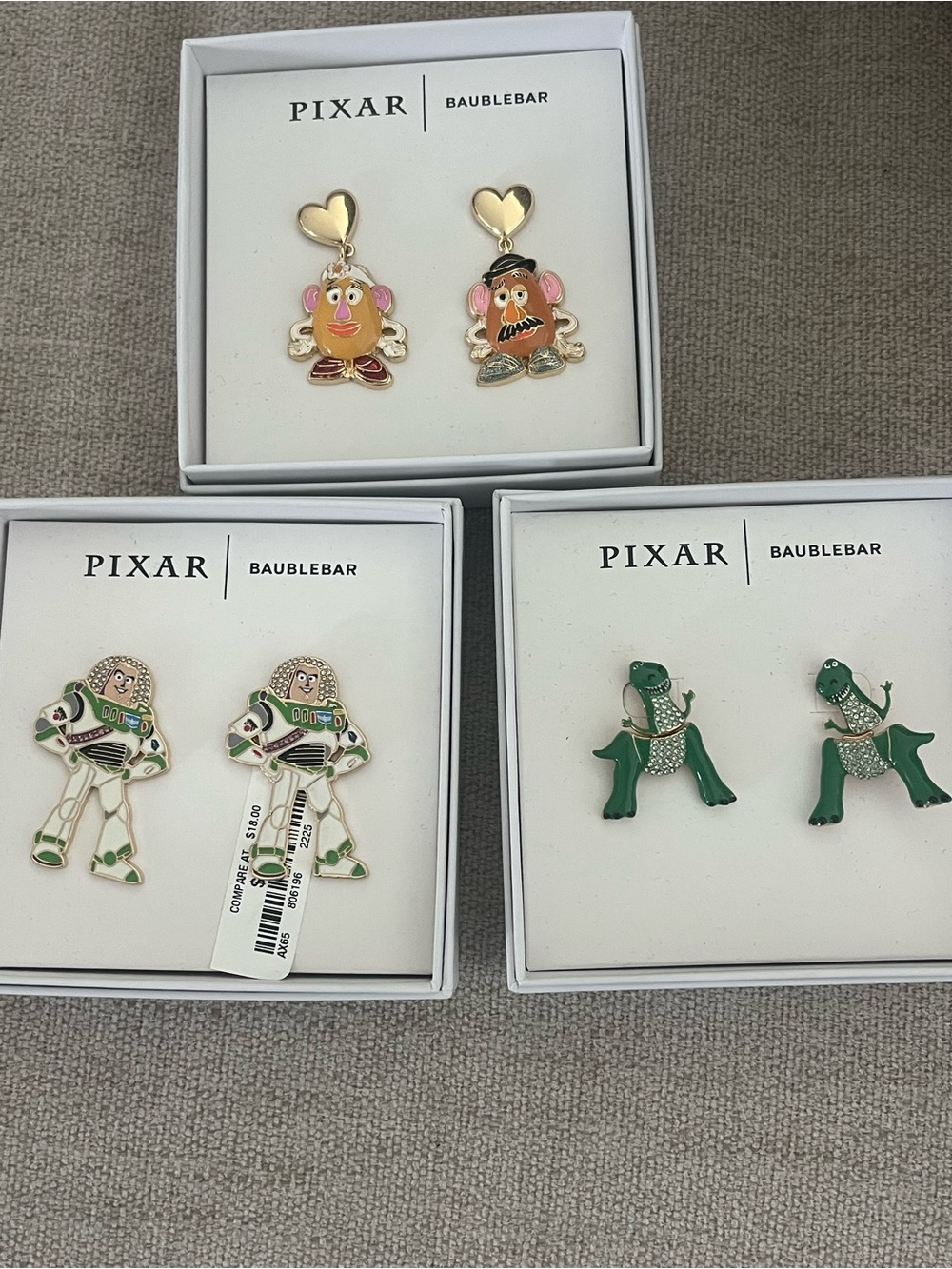 BaubleBar Pixar Toy Story Buzz Lightyear Enamel Stud Earrings - Green and Gold